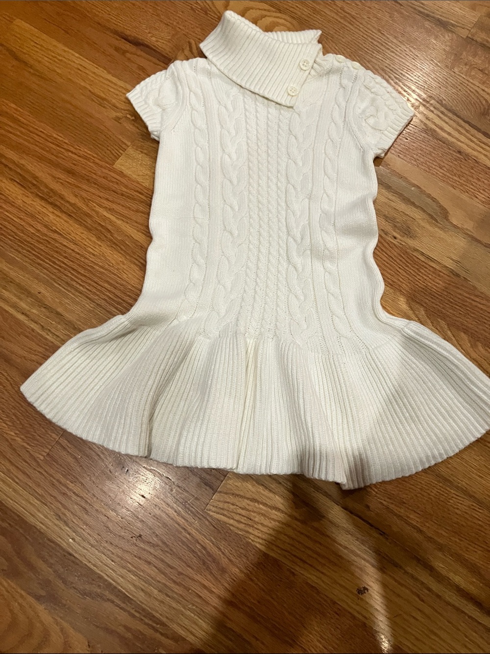 Gymboree Cream Cable-Knit Short-Sleeve Sweater Dress Sz 5 EUC